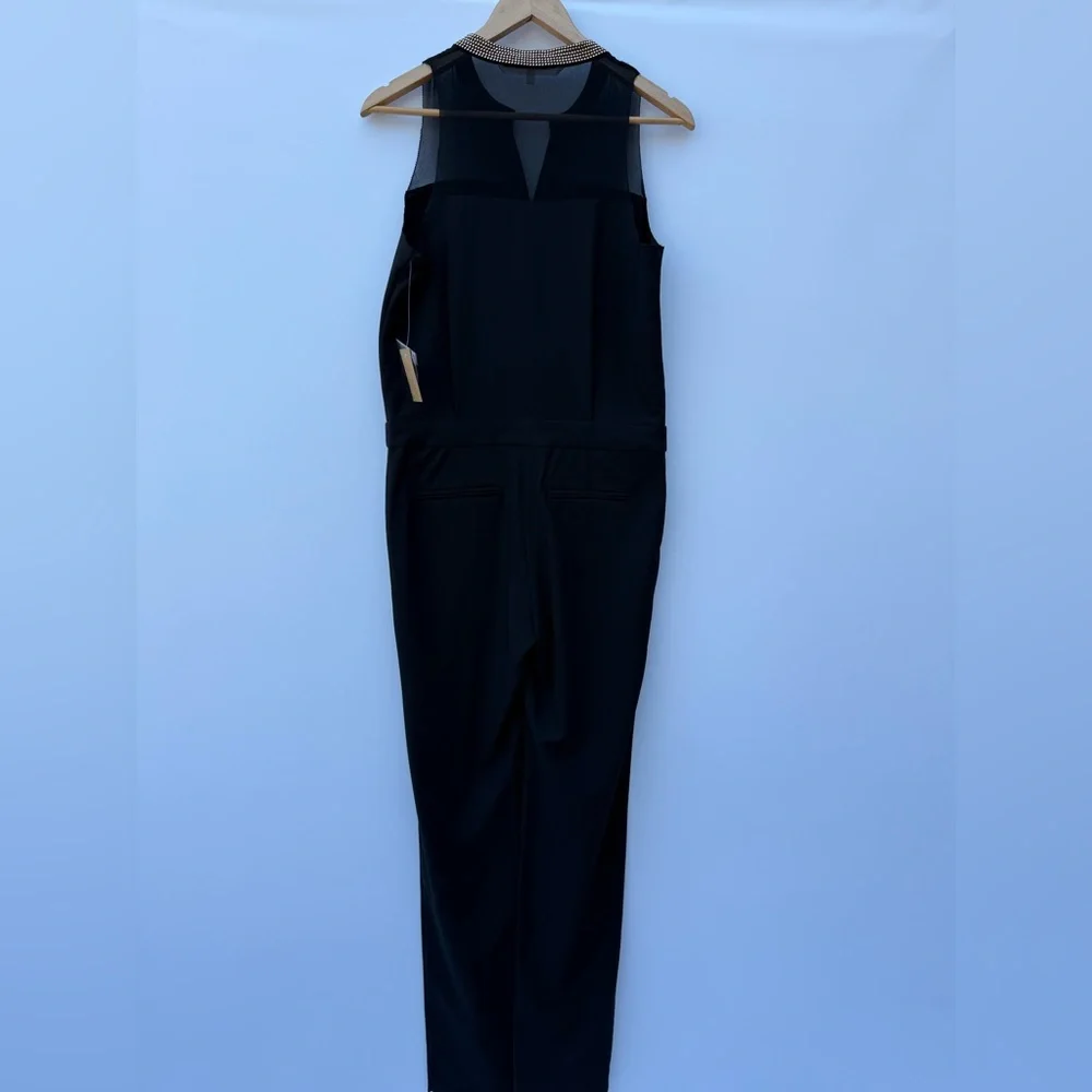 Rachel Rachel Roy Black Sleeveless Jumpsuit Gold Stud Trim Straight Leg Sz 2 NWT - Picture 8 of 16